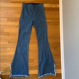 Mumu Blue frayed hem bell bottom jeans
